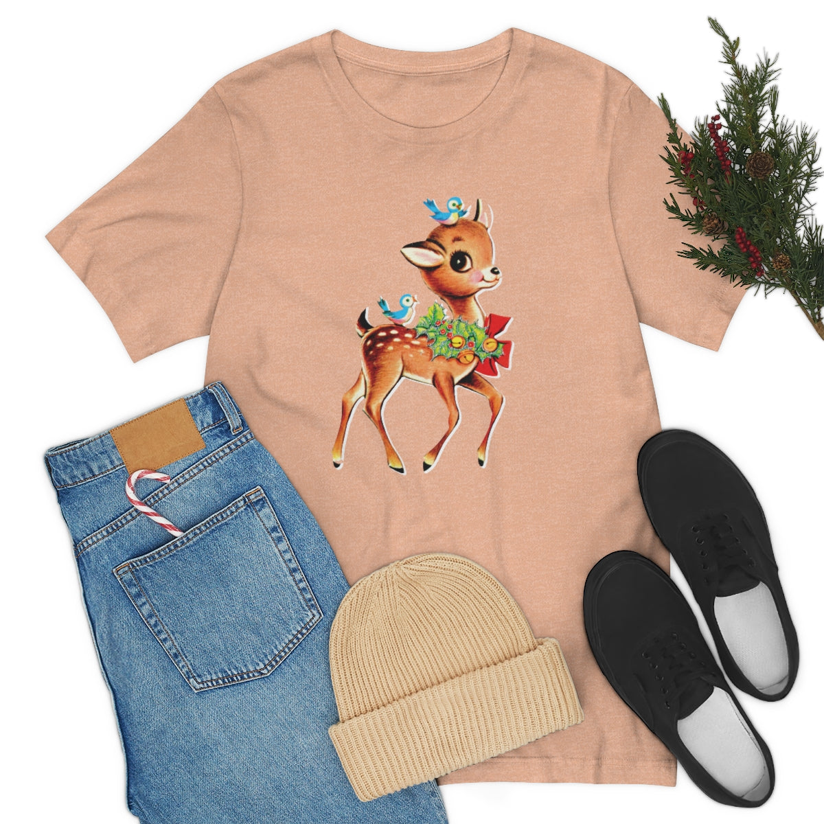 Christmas Deer Unisex Jersey Short Sleeve Tee