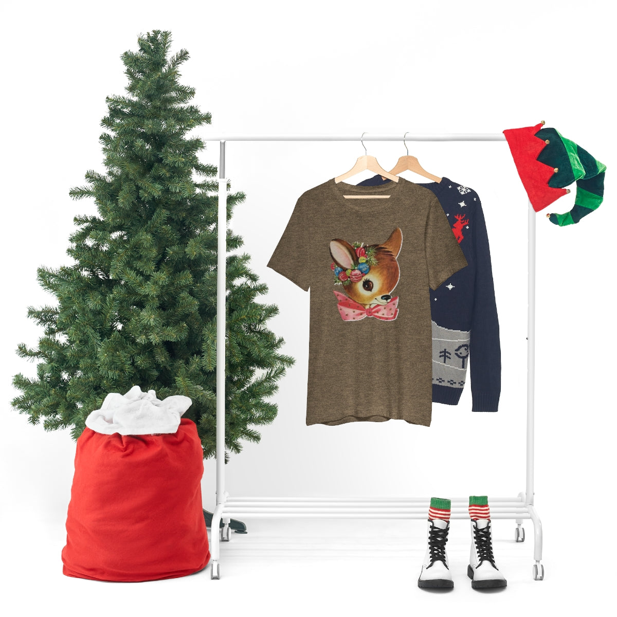 Christmas Deer Unisex Jersey Short Sleeve Tee