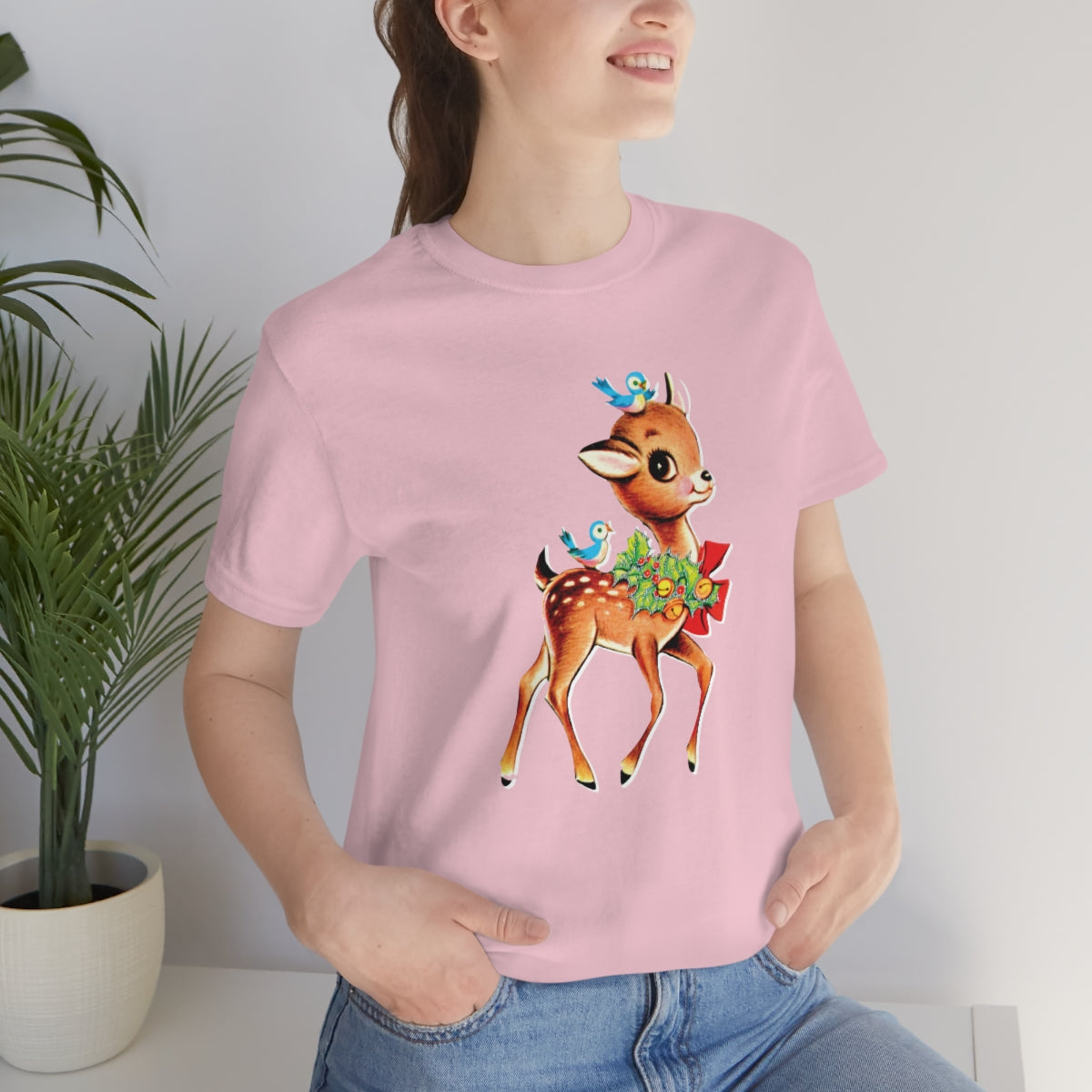 Christmas Deer Unisex Jersey Short Sleeve Tee