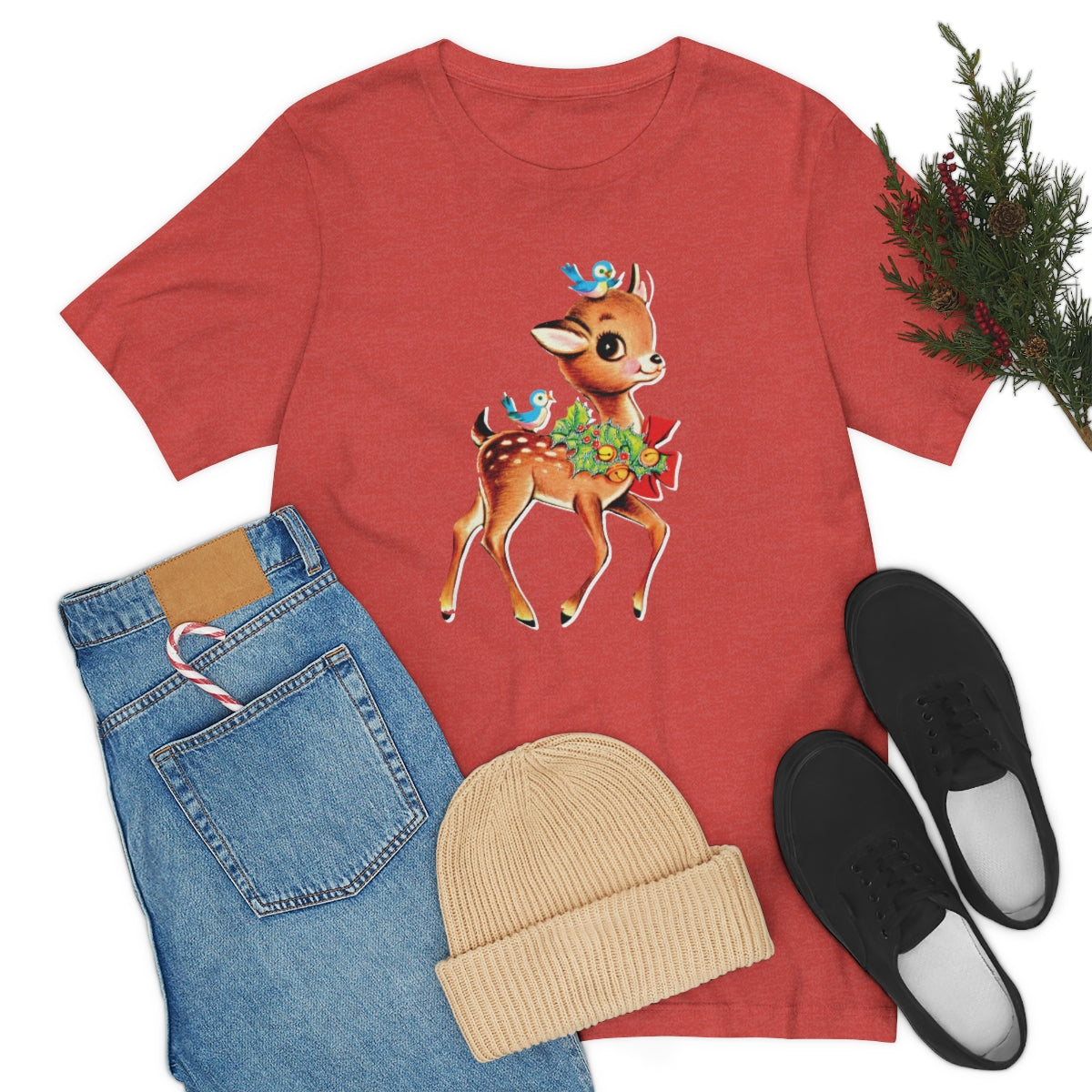 Christmas Deer Unisex Jersey Short Sleeve Tee