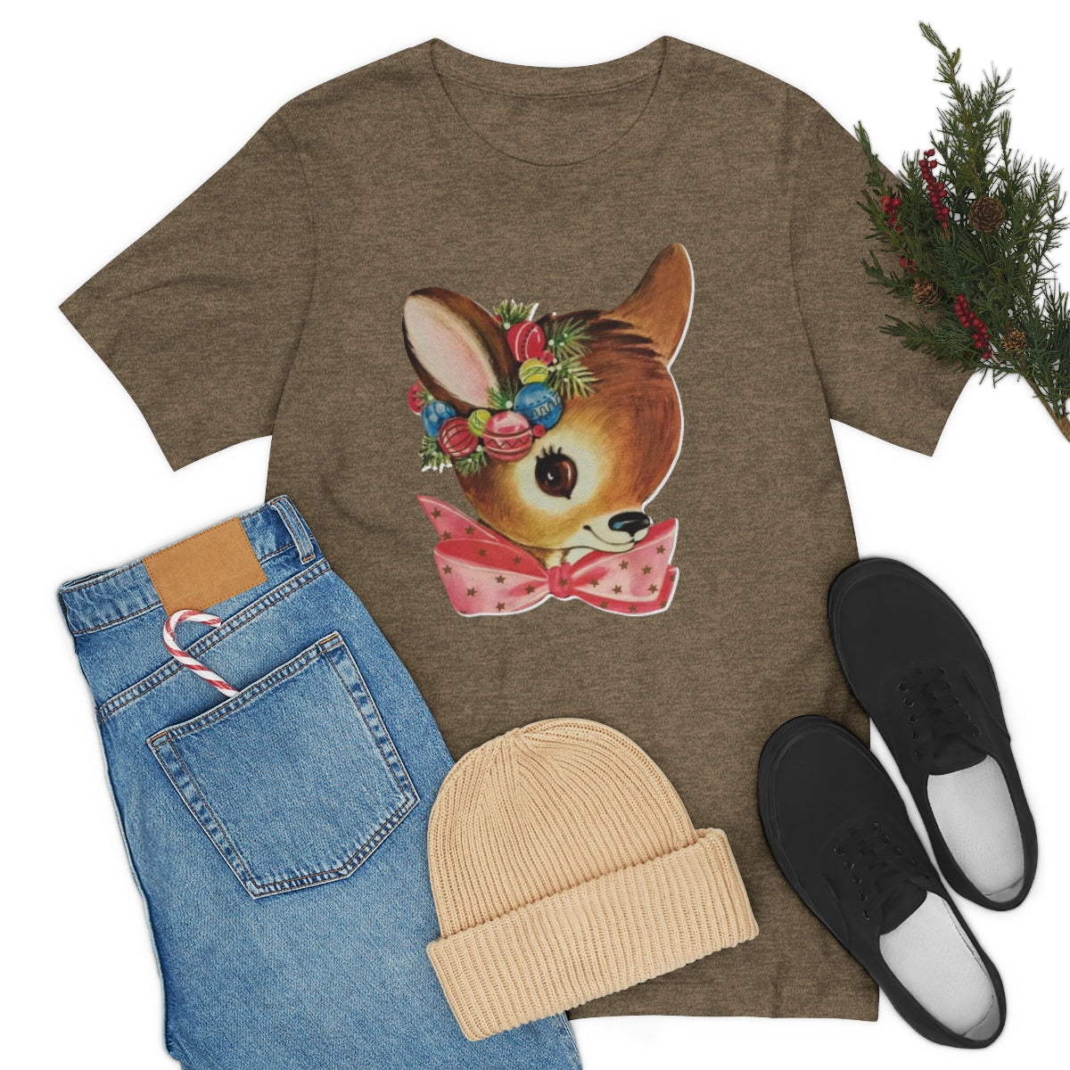 Christmas Deer Unisex Jersey Short Sleeve Tee