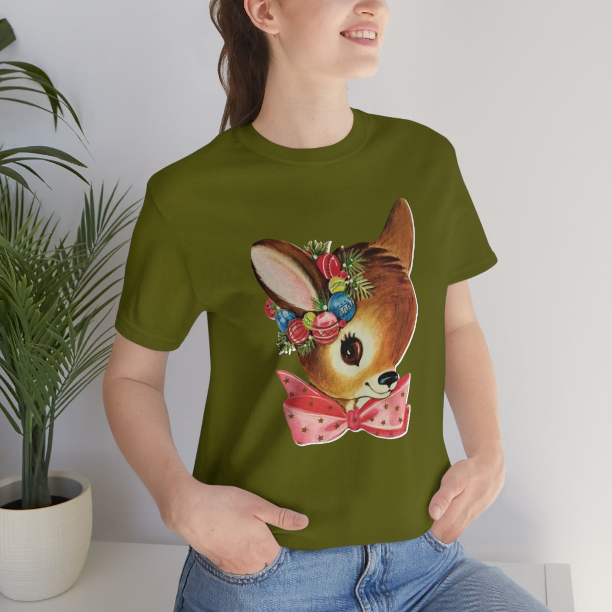 Christmas Deer Unisex Jersey Short Sleeve Tee