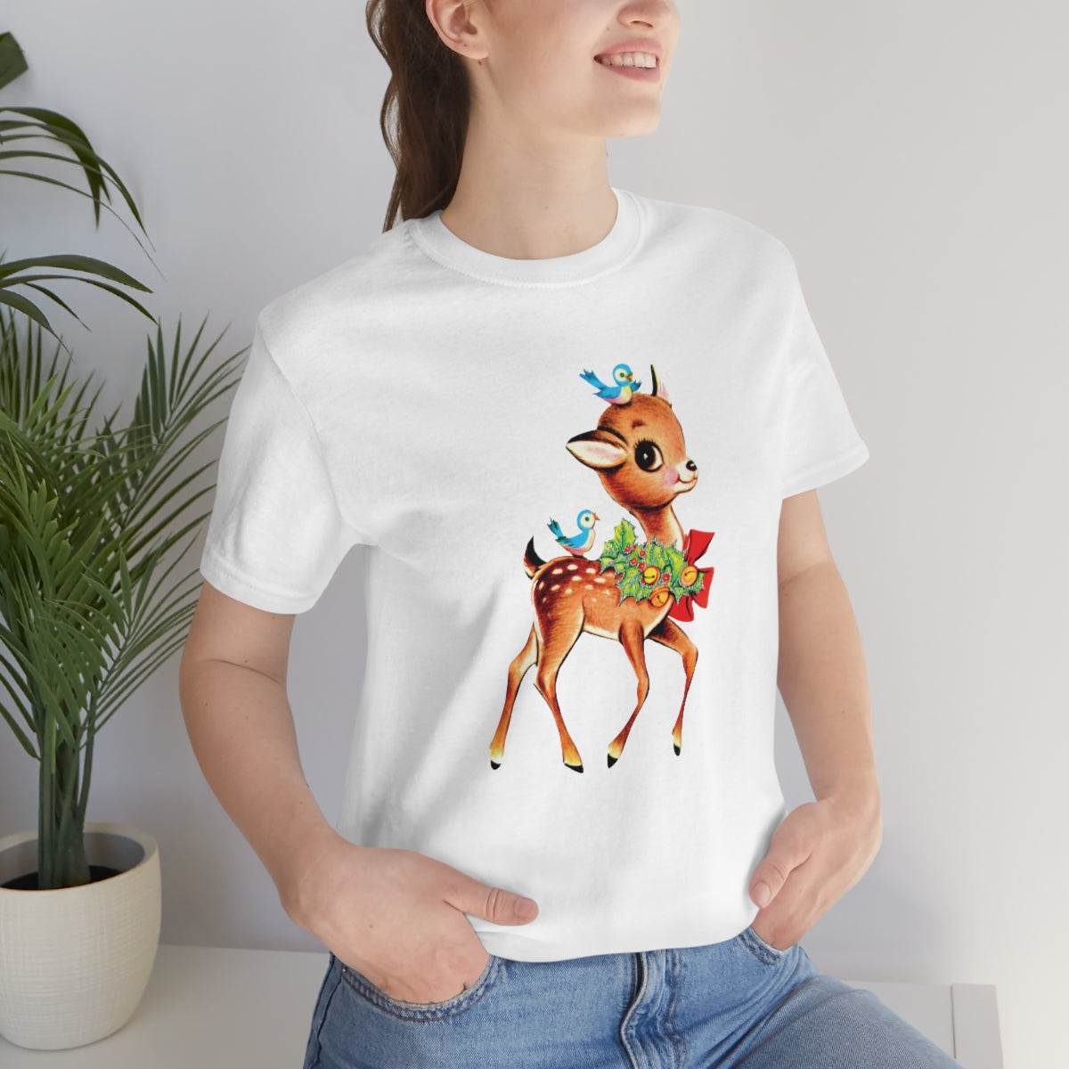 Christmas Deer Unisex Jersey Short Sleeve Tee