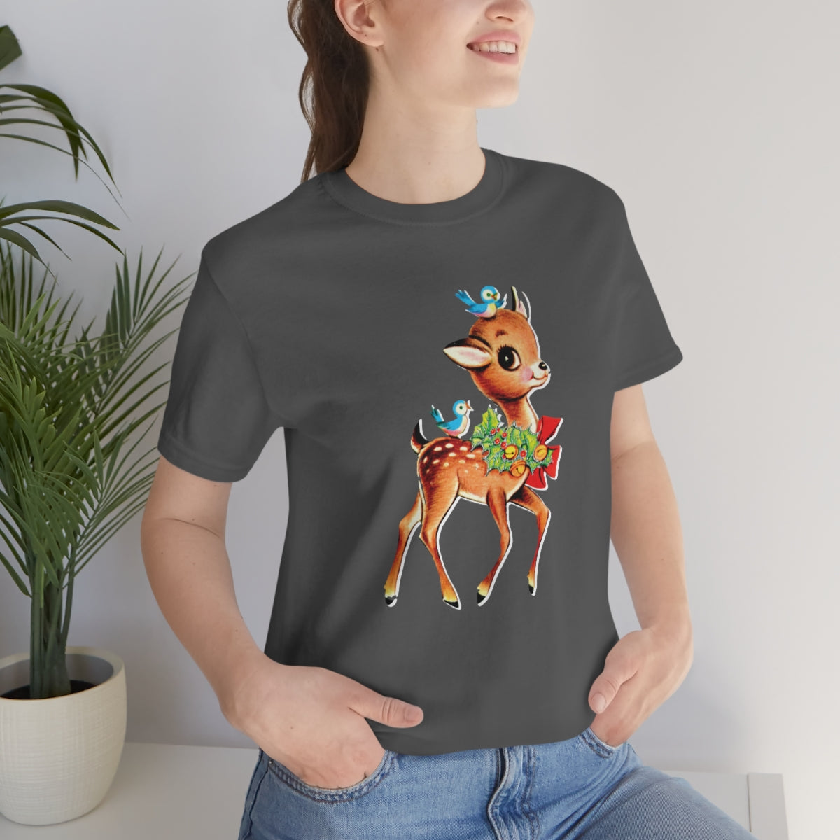 Christmas Deer Unisex Jersey Short Sleeve Tee