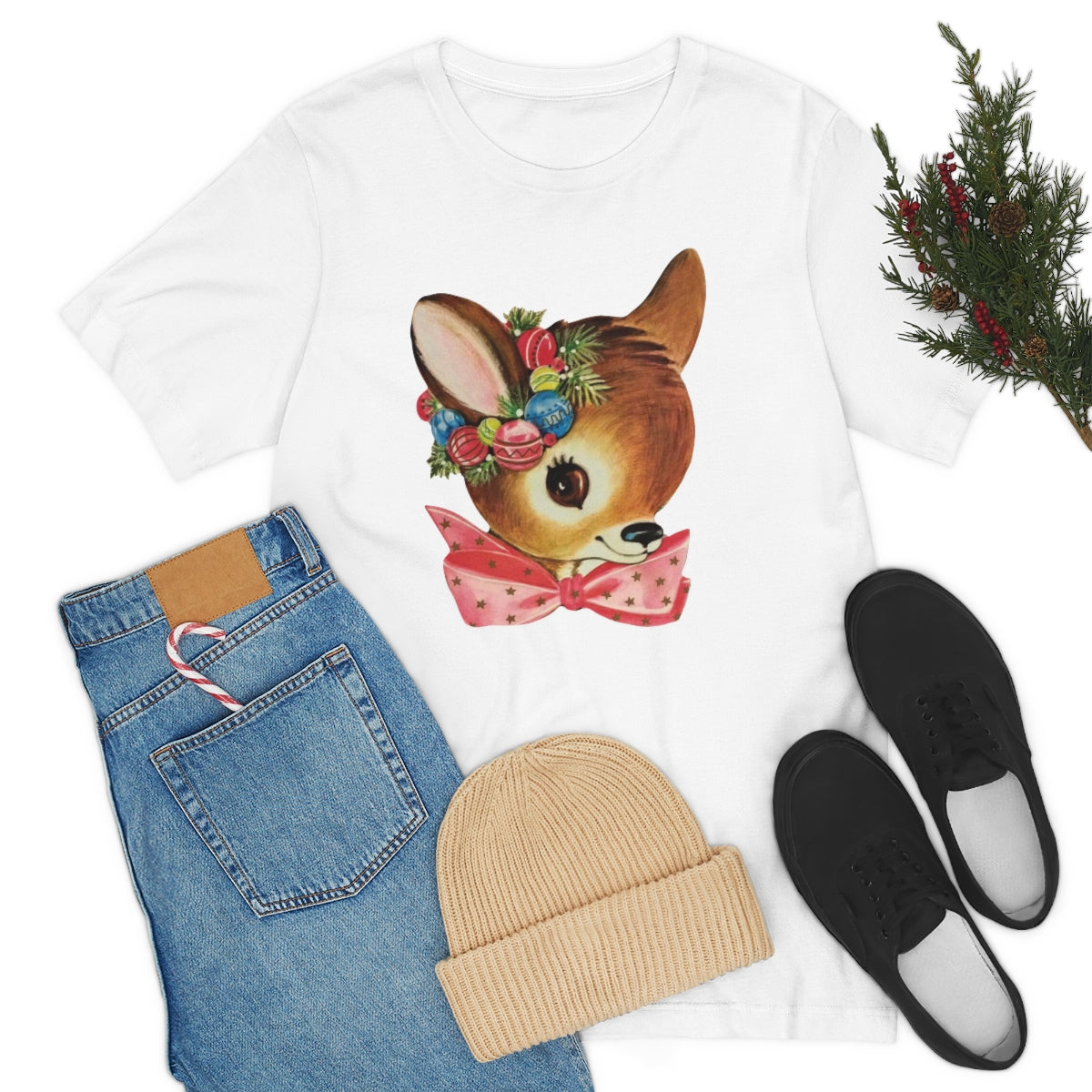 Christmas Deer Unisex Jersey Short Sleeve Tee