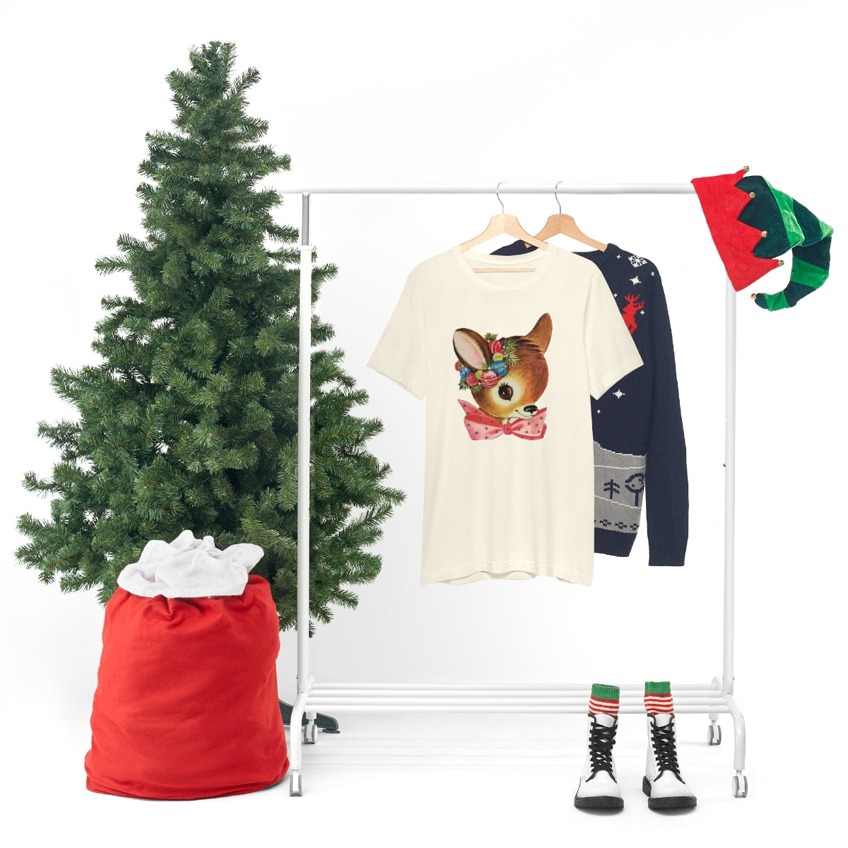 Christmas Deer Unisex Jersey Short Sleeve Tee