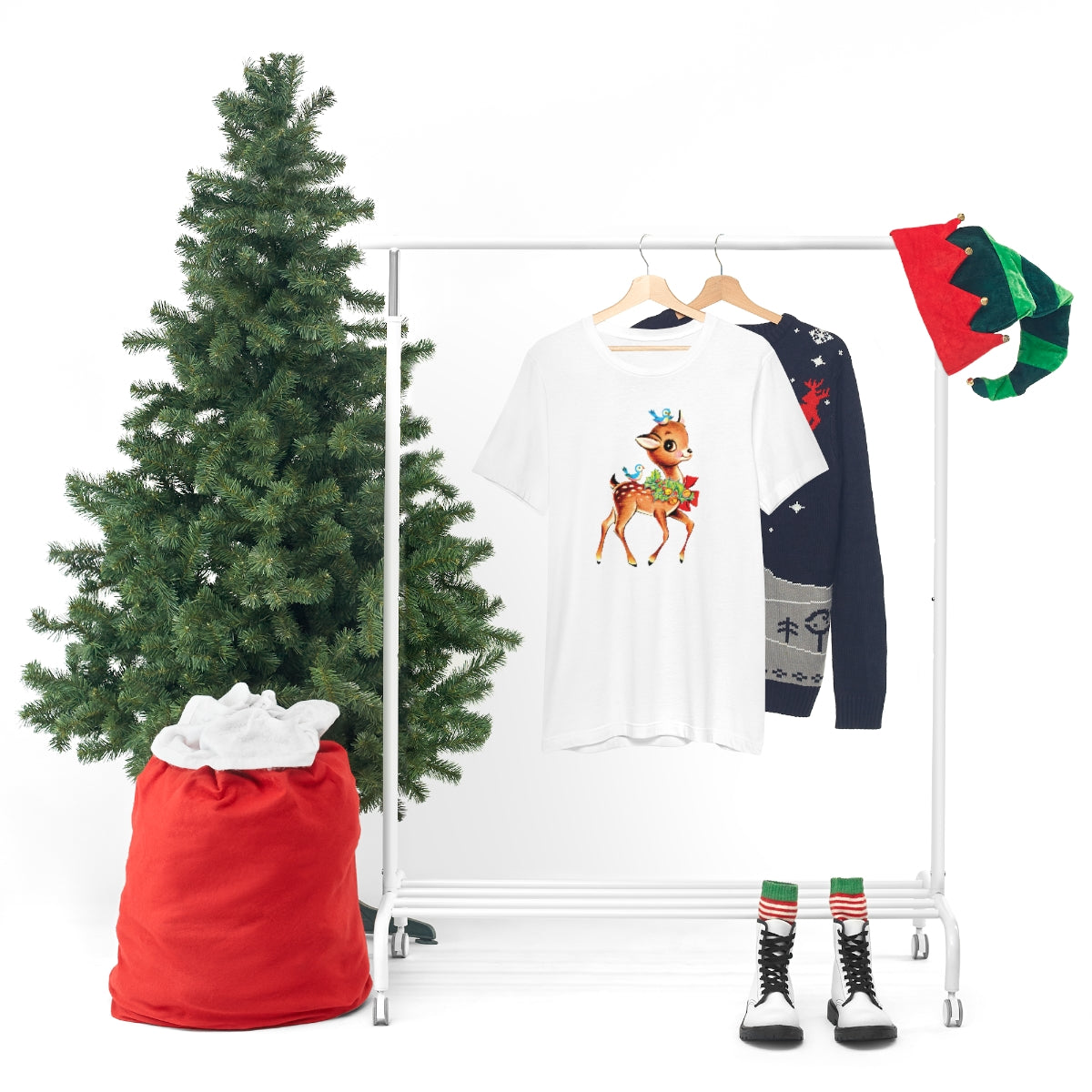 Christmas Deer Unisex Jersey Short Sleeve Tee