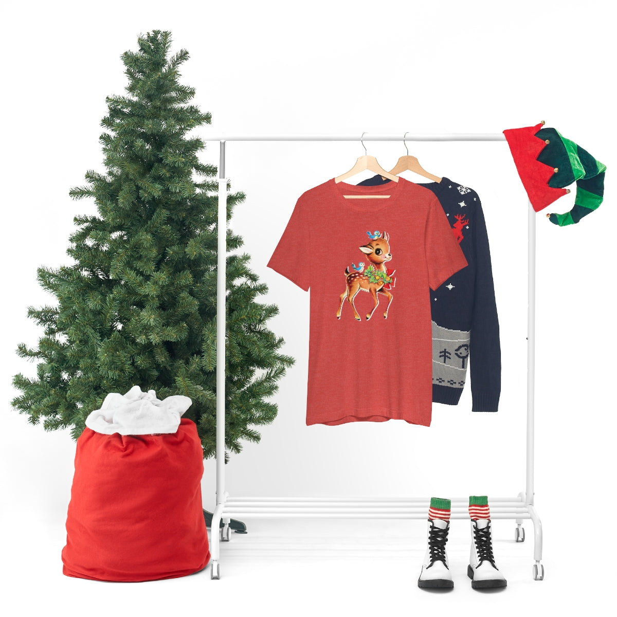 Christmas Deer Unisex Jersey Short Sleeve Tee