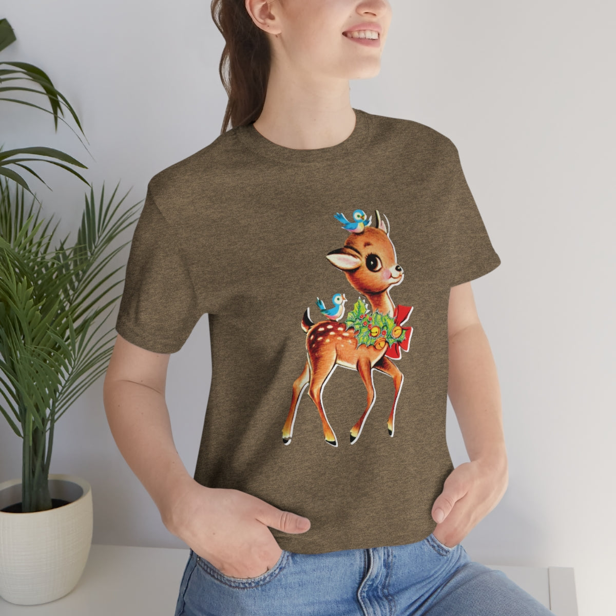 Christmas Deer Unisex Jersey Short Sleeve Tee