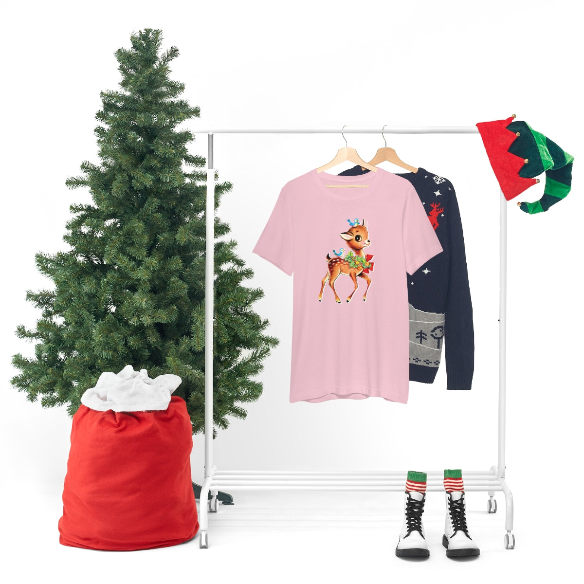 Christmas Deer Unisex Jersey Short Sleeve Tee