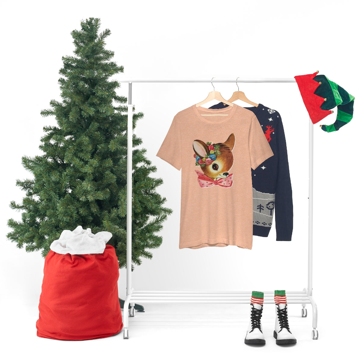 Christmas Deer Unisex Jersey Short Sleeve Tee