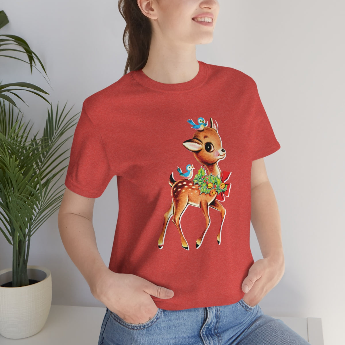 Christmas Deer Unisex Jersey Short Sleeve Tee