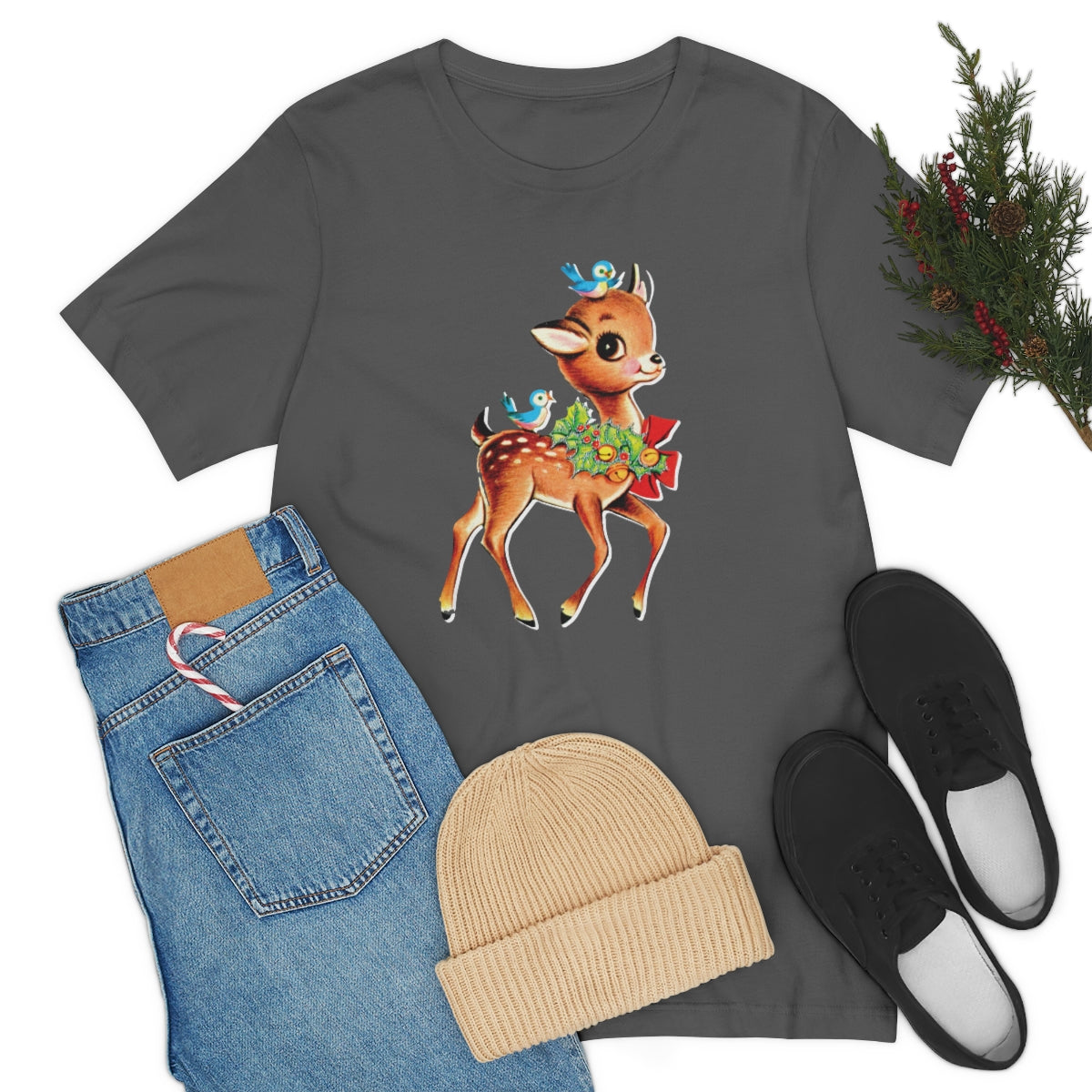 Christmas Deer Unisex Jersey Short Sleeve Tee