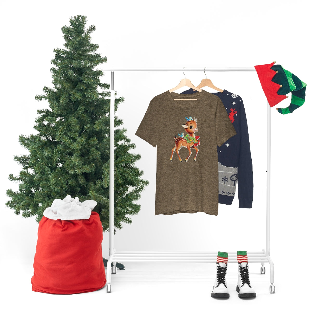 Christmas Deer Unisex Jersey Short Sleeve Tee