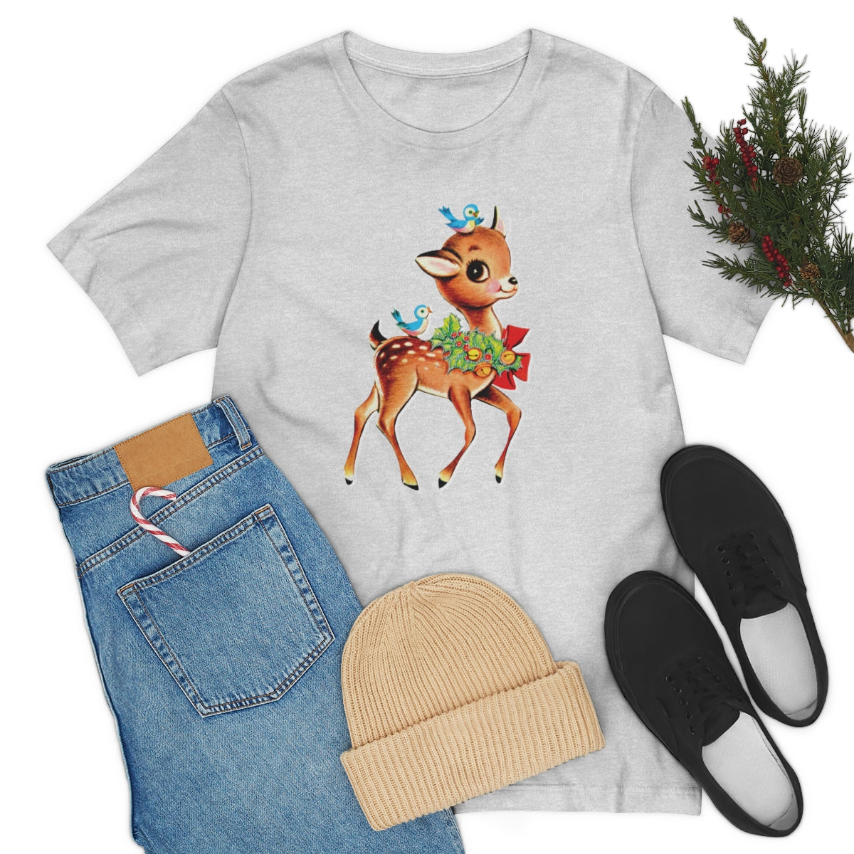 Christmas Deer Unisex Jersey Short Sleeve Tee