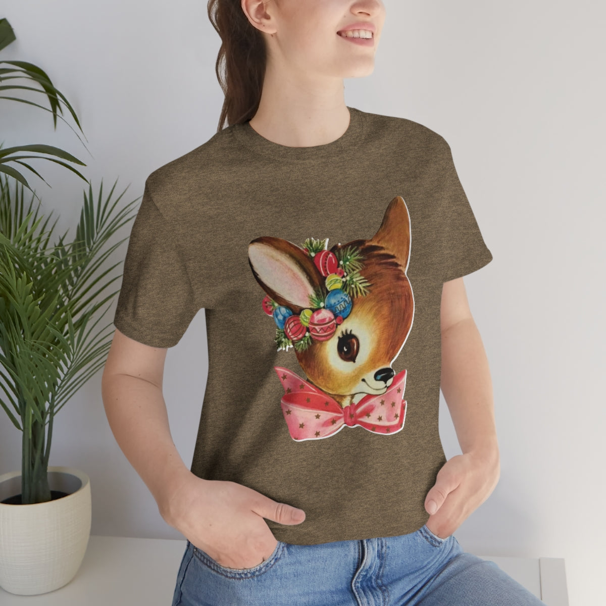 Christmas Deer Unisex Jersey Short Sleeve Tee