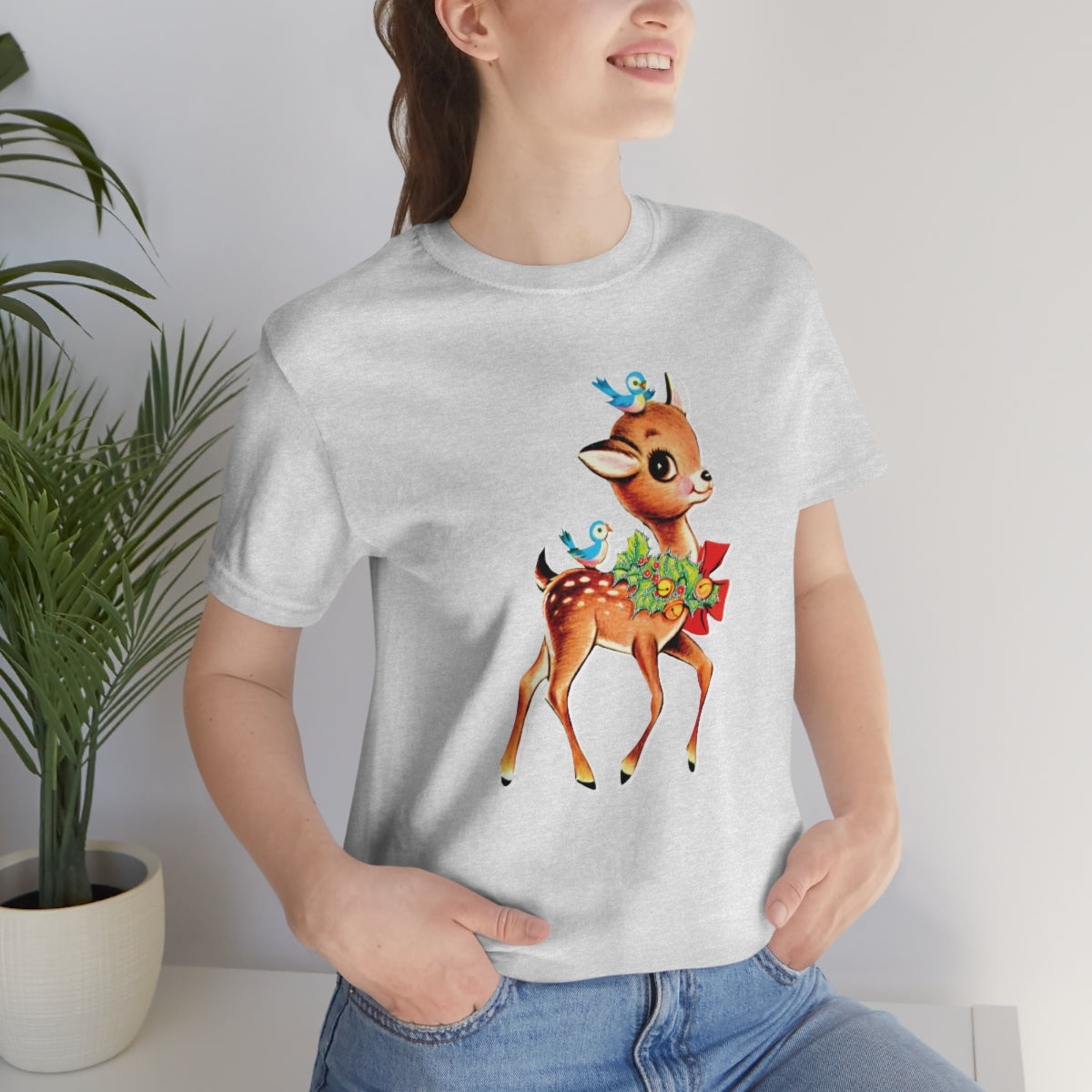 Christmas Deer Unisex Jersey Short Sleeve Tee