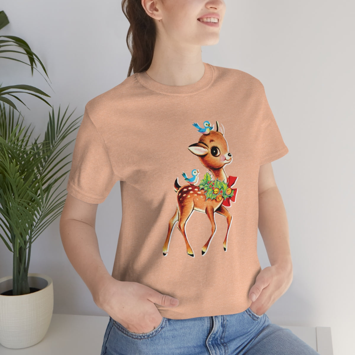 Christmas Deer Unisex Jersey Short Sleeve Tee