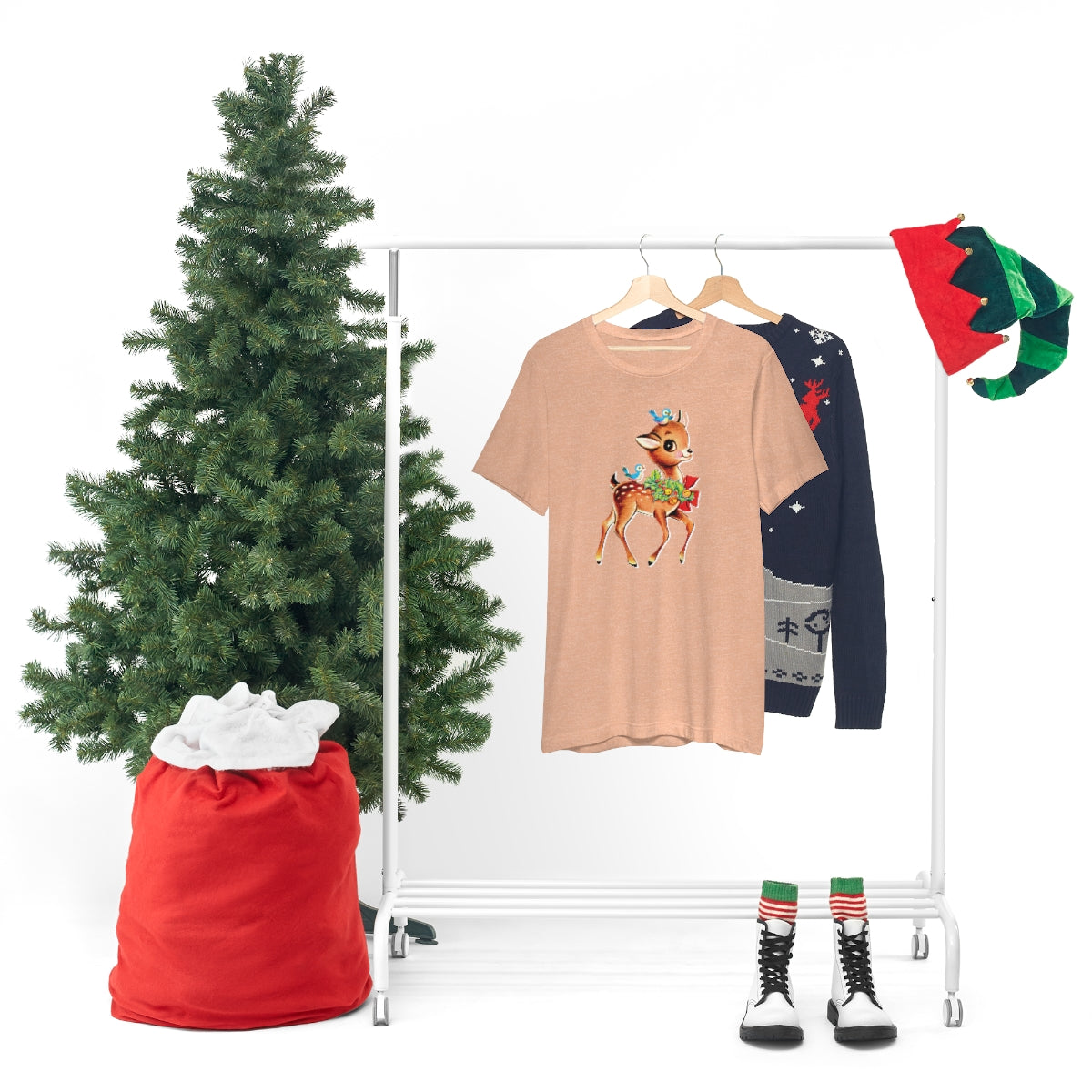 Christmas Deer Unisex Jersey Short Sleeve Tee