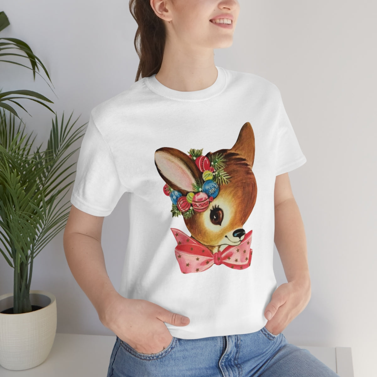 Christmas Deer Unisex Jersey Short Sleeve Tee