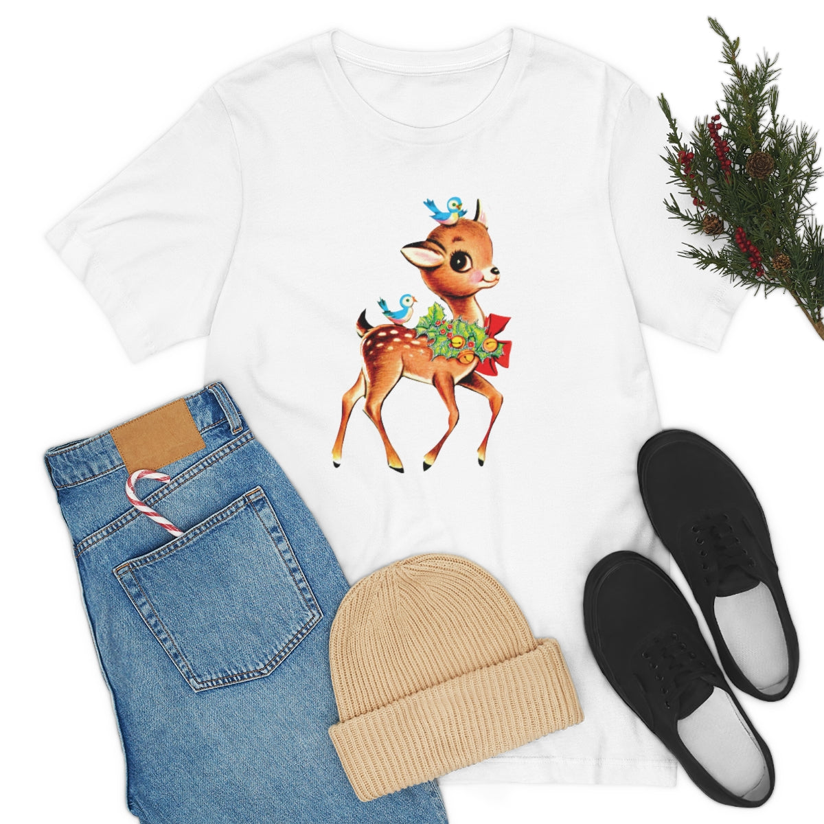 Christmas Deer Unisex Jersey Short Sleeve Tee