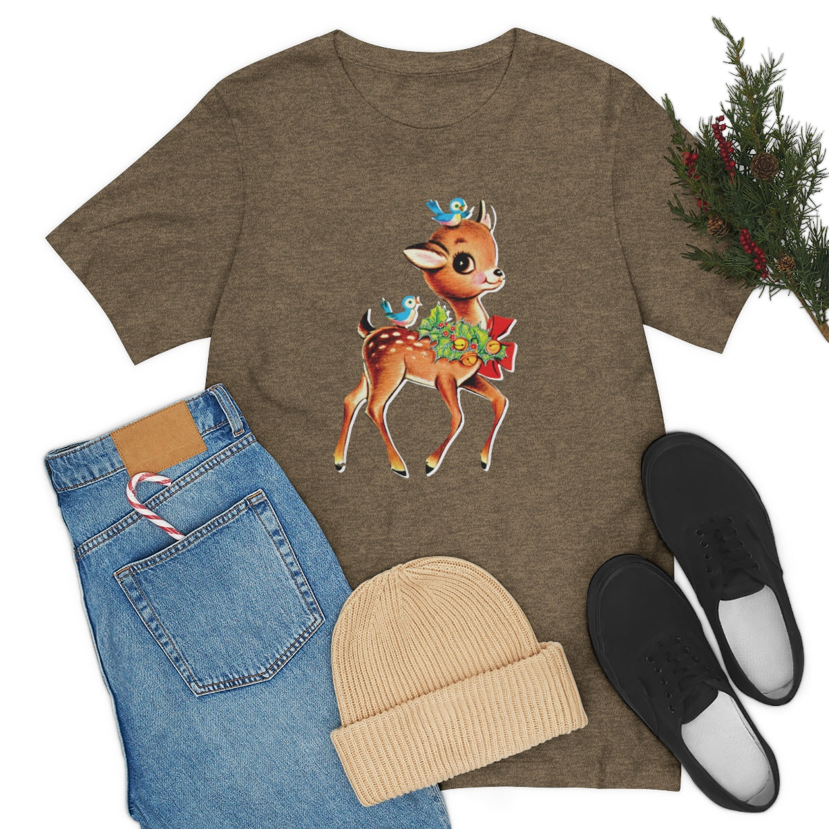 Christmas Deer Unisex Jersey Short Sleeve Tee