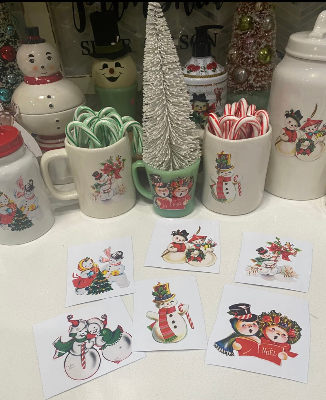 Vintage Snowman Christmas Decals