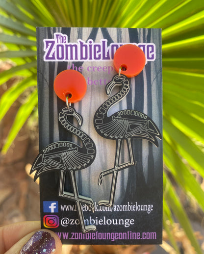 Flamingo Skeleton Earrings