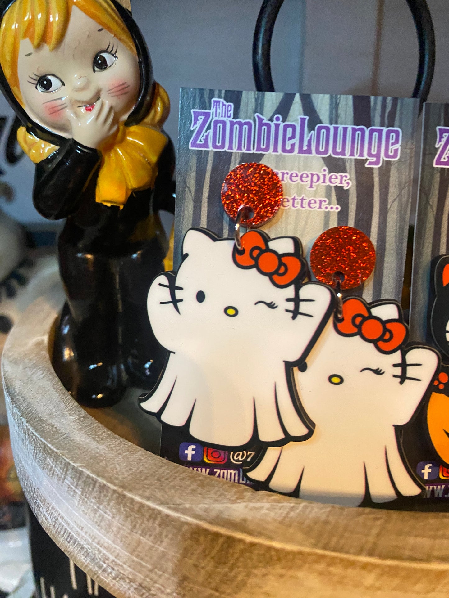 Halloween Ghost Kitty Earrings