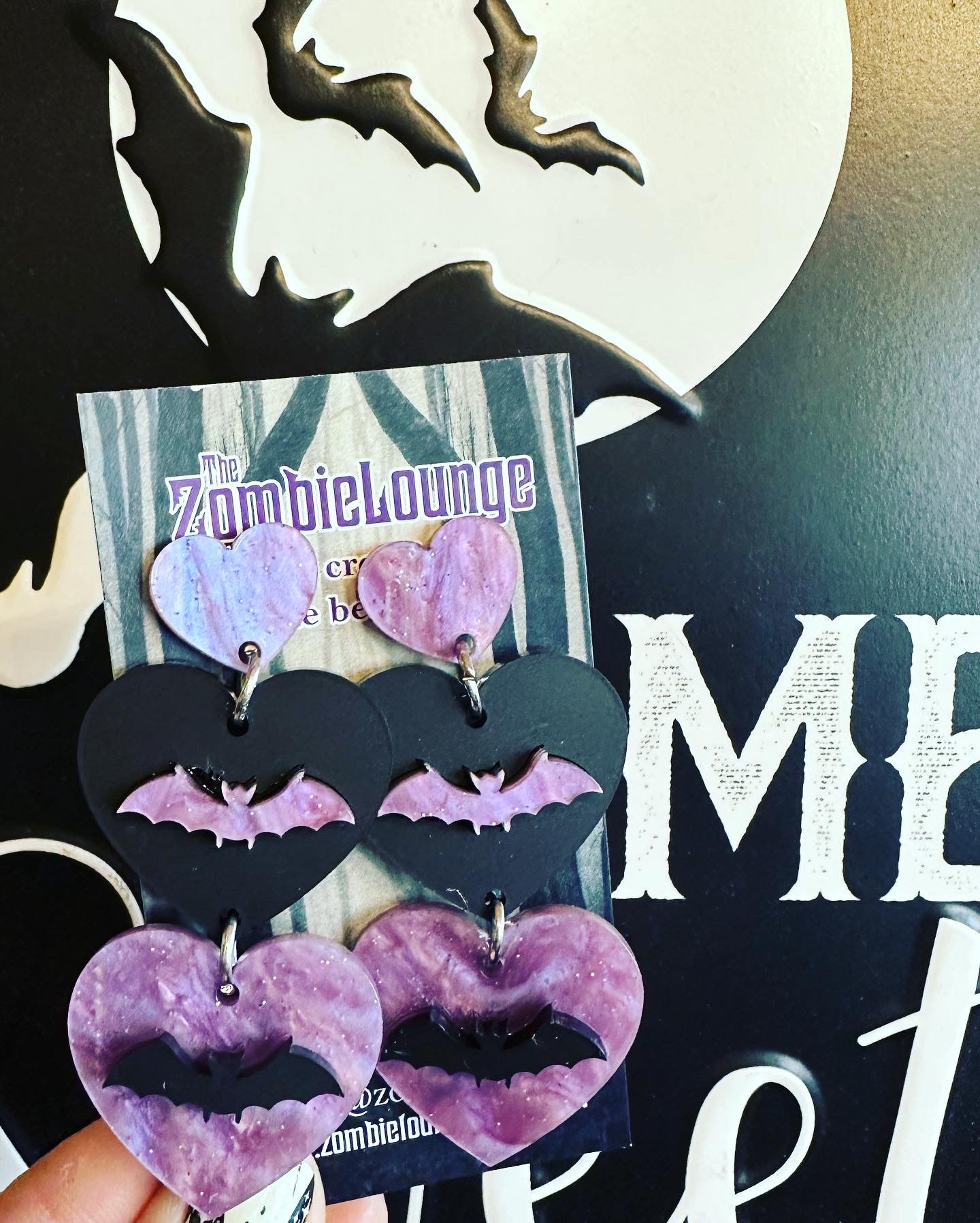 Valloween Bat Heart Earrings