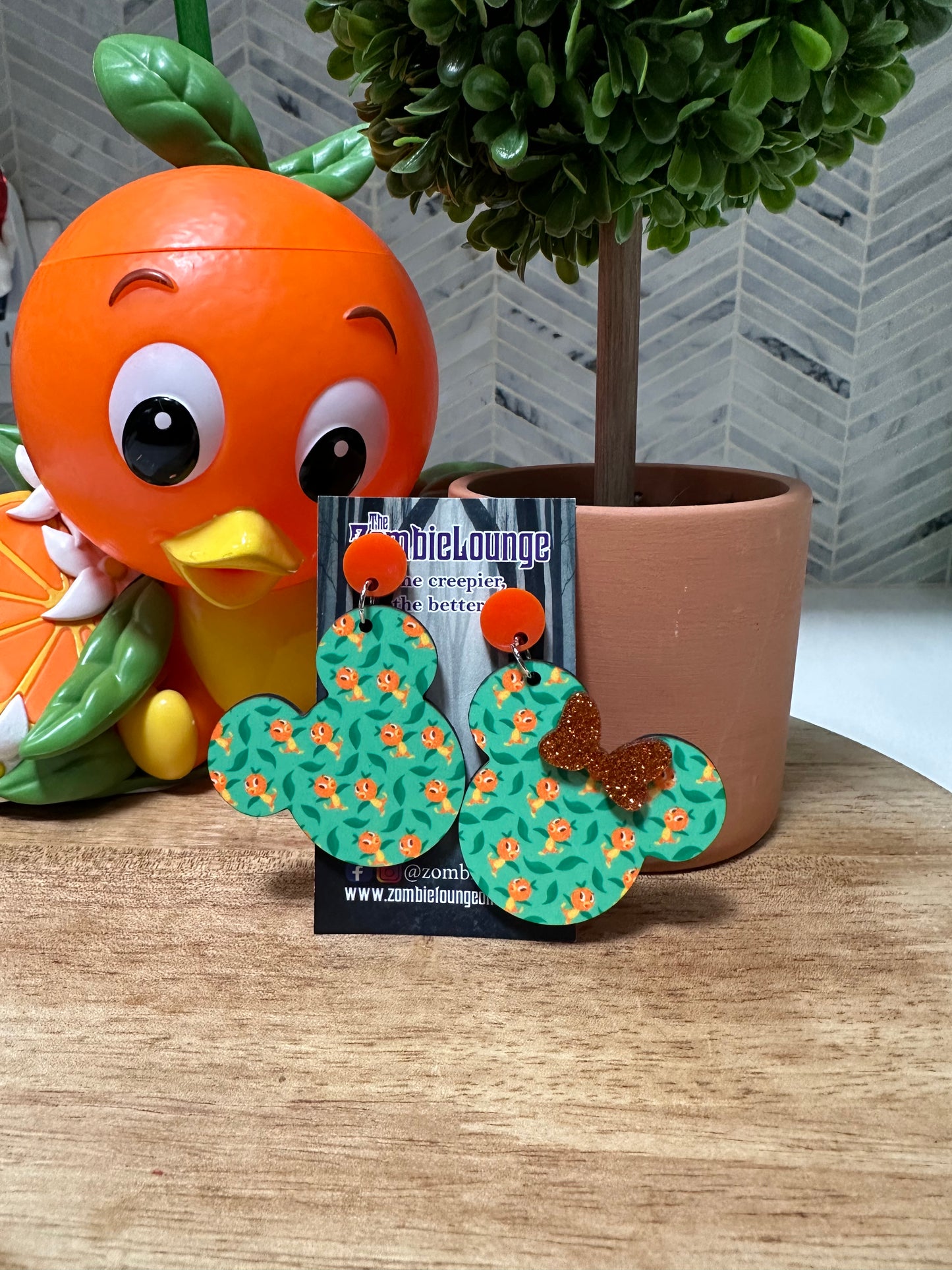 Orange Bird Earrings