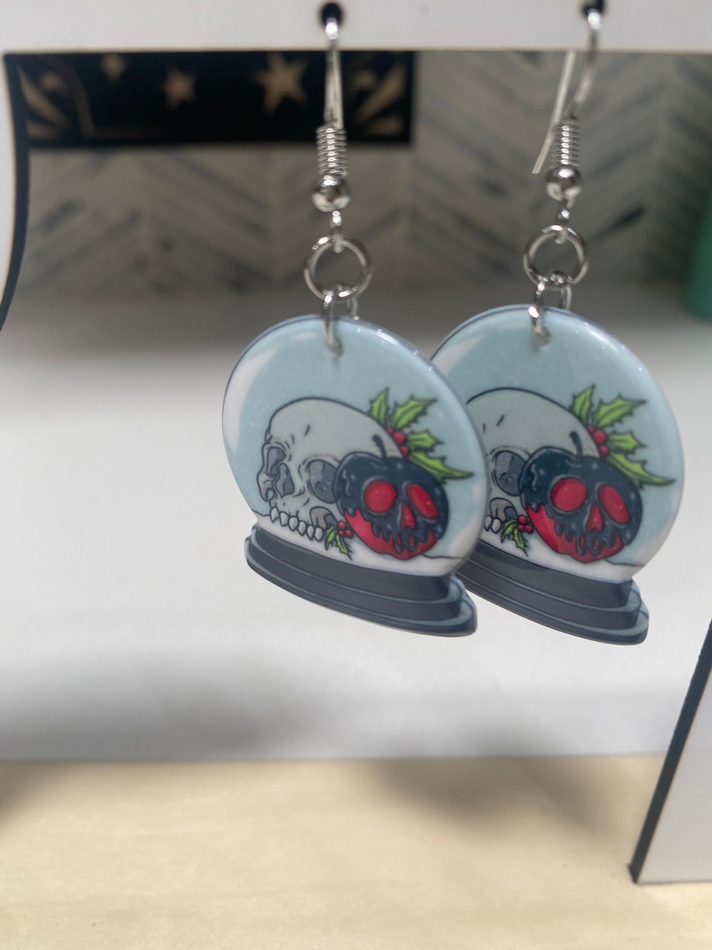 Poison Apple Snow Globe Earrings