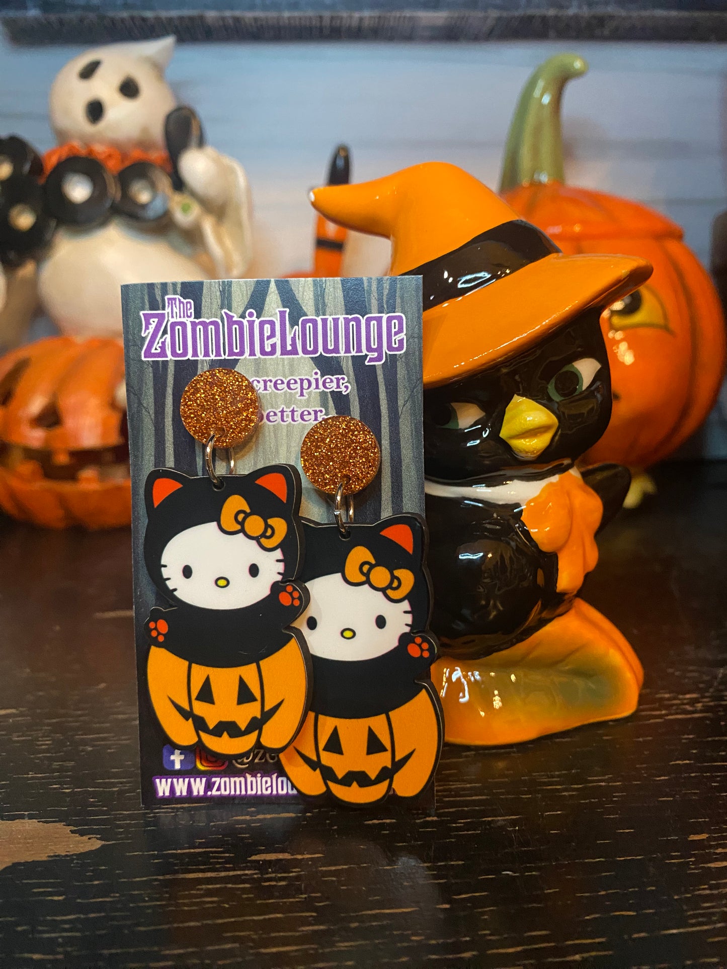 Halloween Pumpkin Kitty Earrings