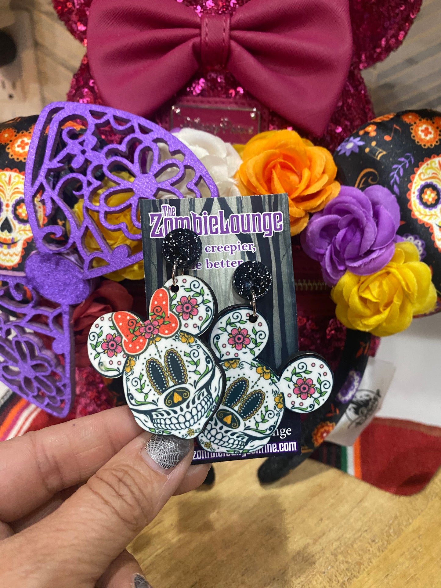 Sugar Skull Mouse Earrings