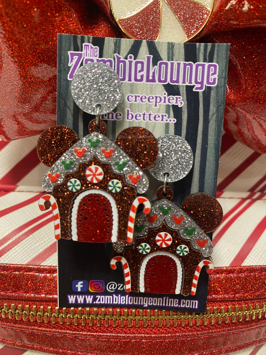 Gingerbread Mouse House Earrings