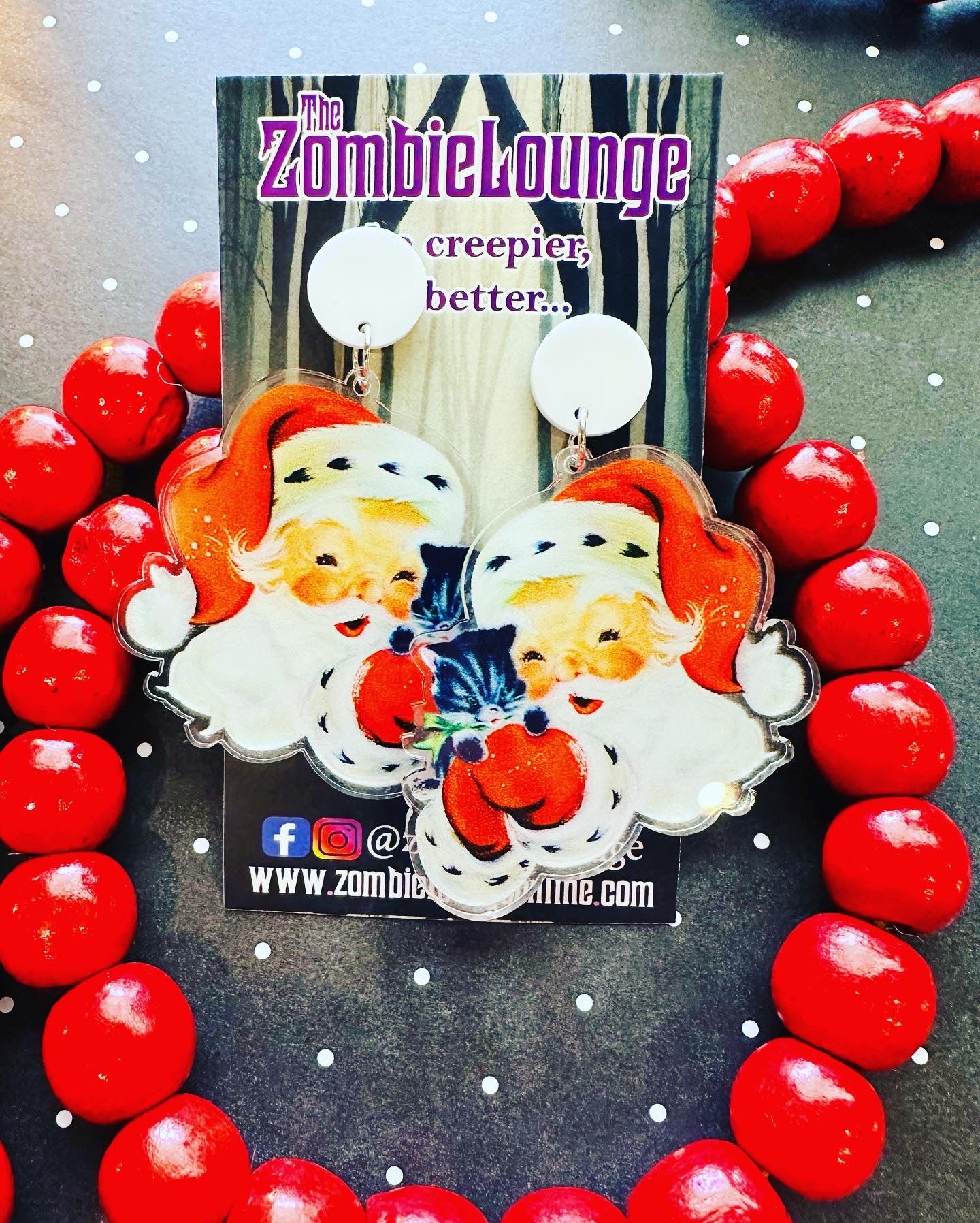 Vintage Acrylic Santa Earrings