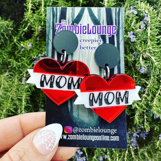 Tattoo Mom Heart Earrings