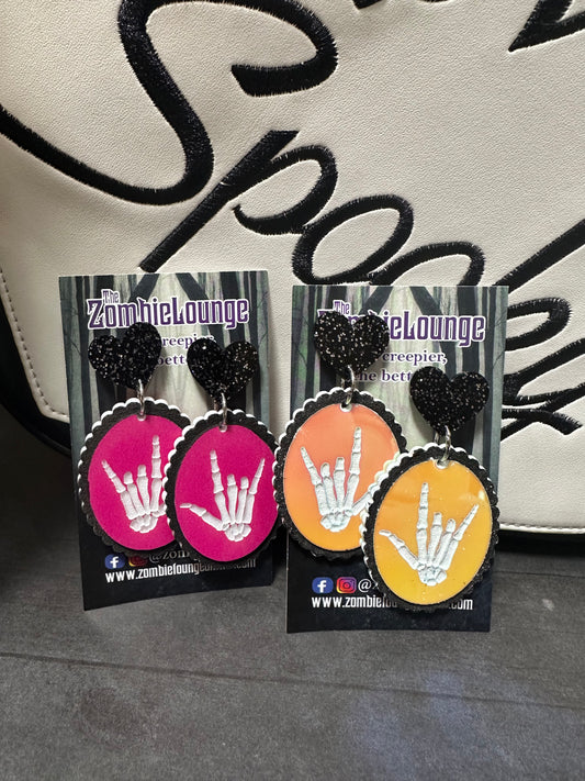 Valentines Skeleton Hands Earrings