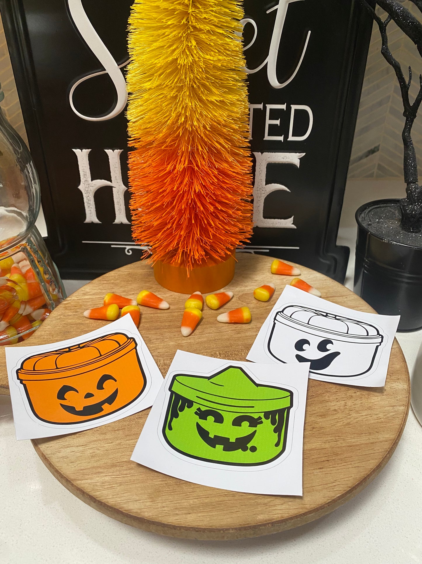 Retro Halloween Bucket Sticker Set