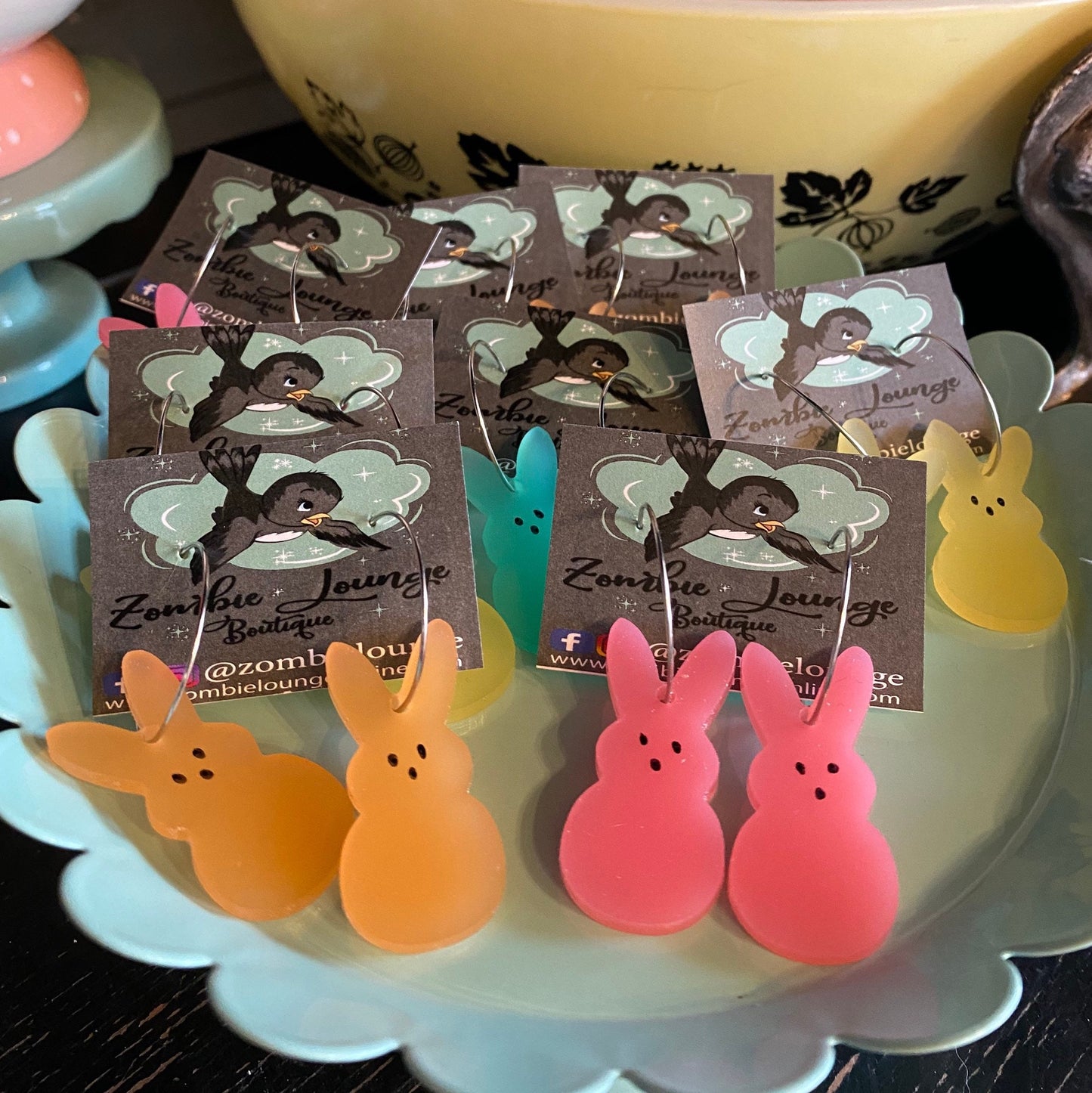 Peeps Bunny Hanging Earrings