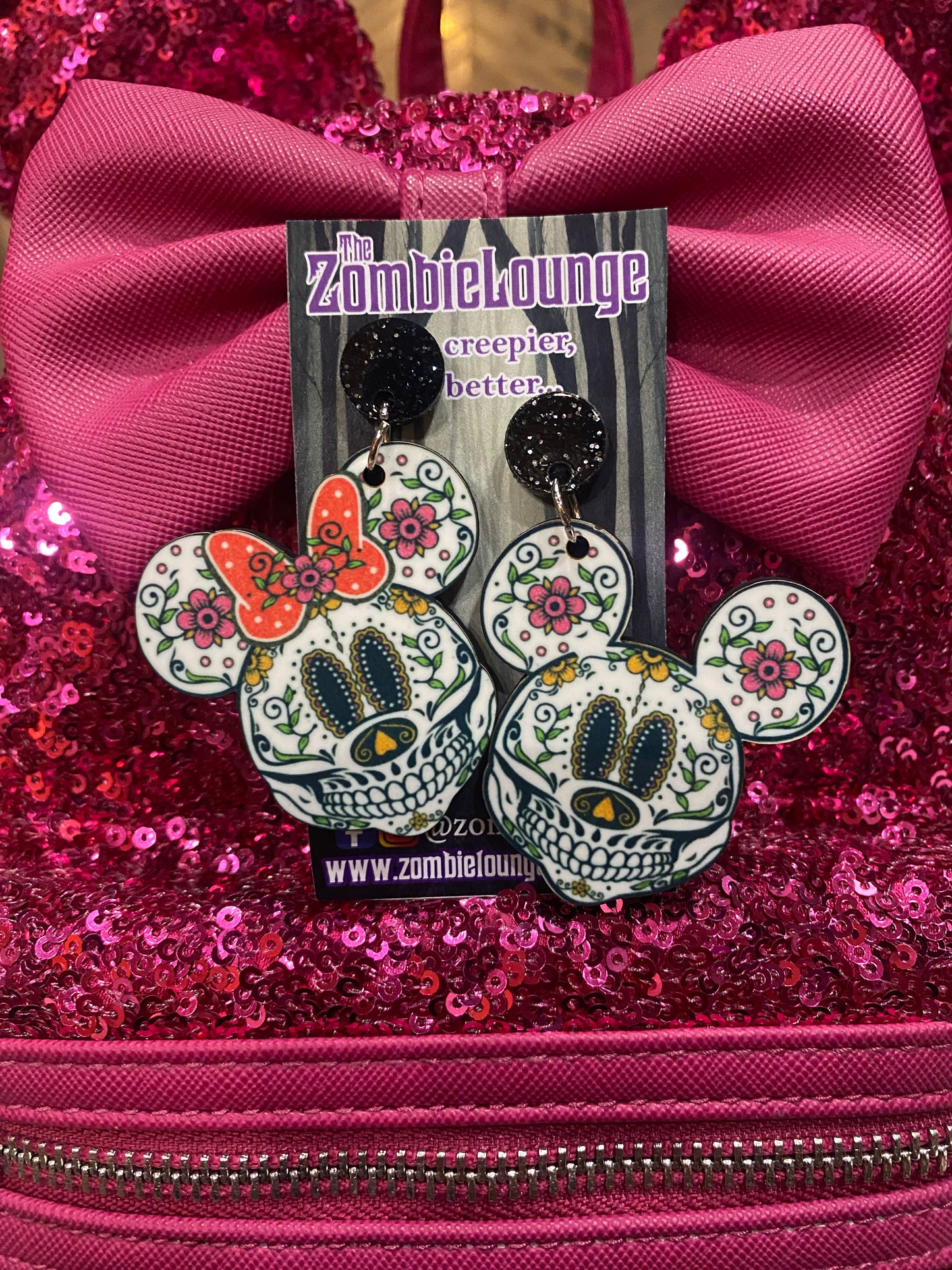 Sugar Skull Mouse Earrings