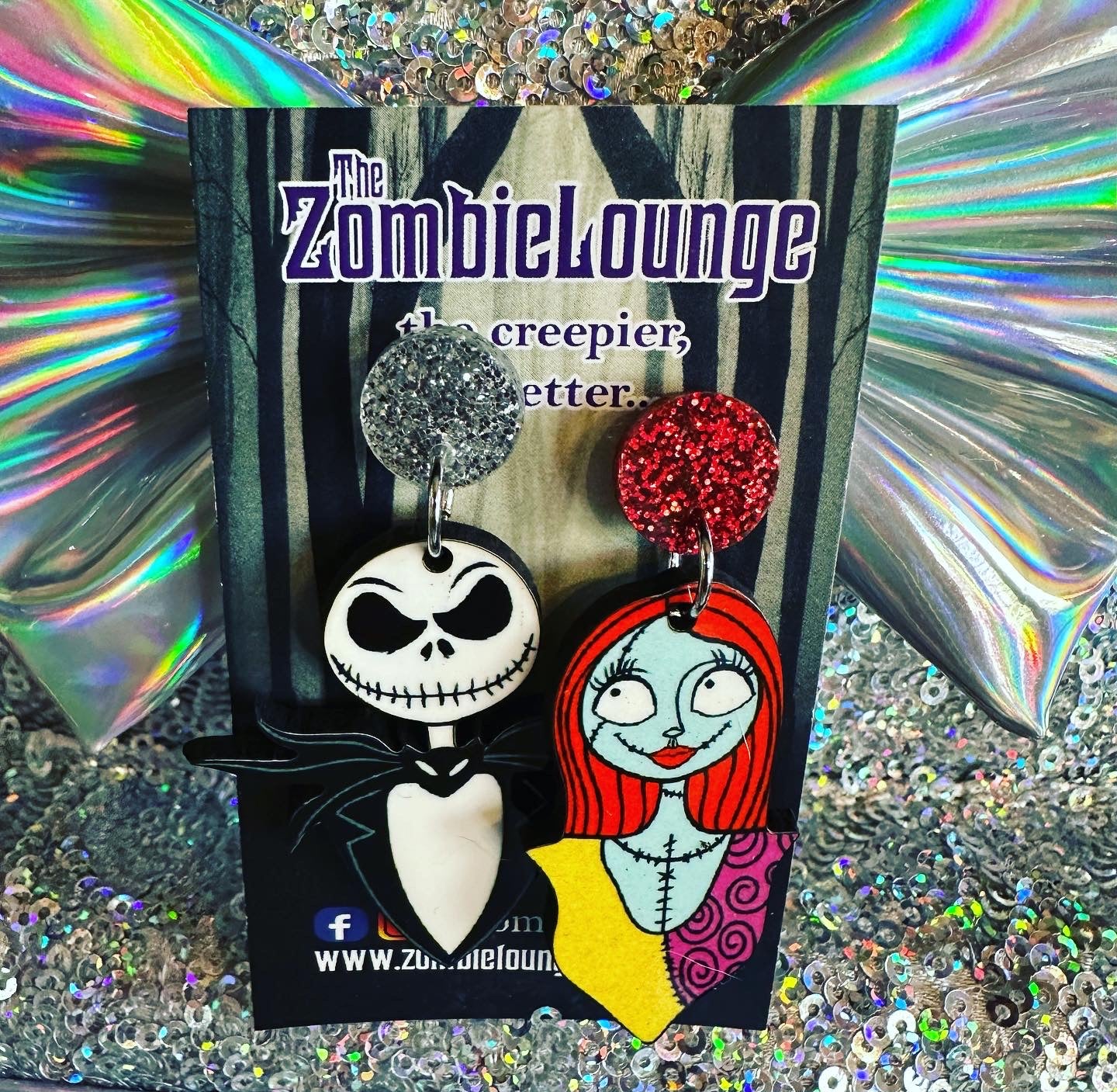 Jack and Sally Glitter Earrings