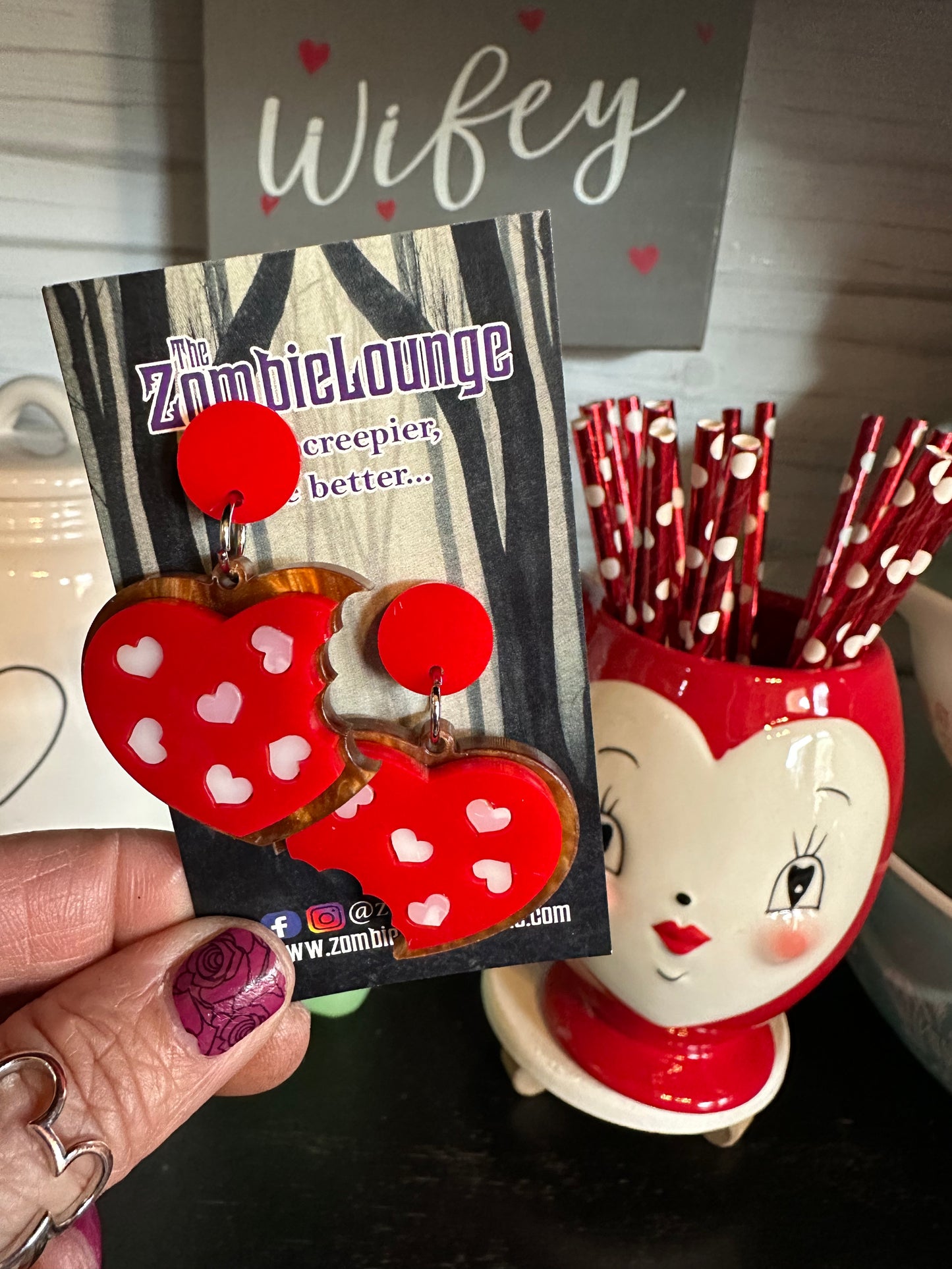 Valentines Heart Cookie Earrings