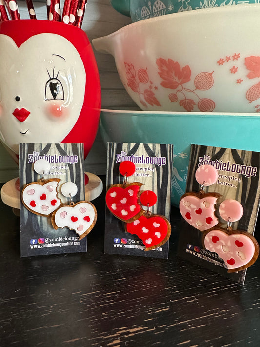 Valentines Heart Cookie Earrings