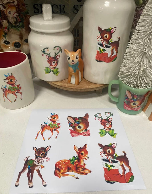 Vintage Deer Christmas Decals