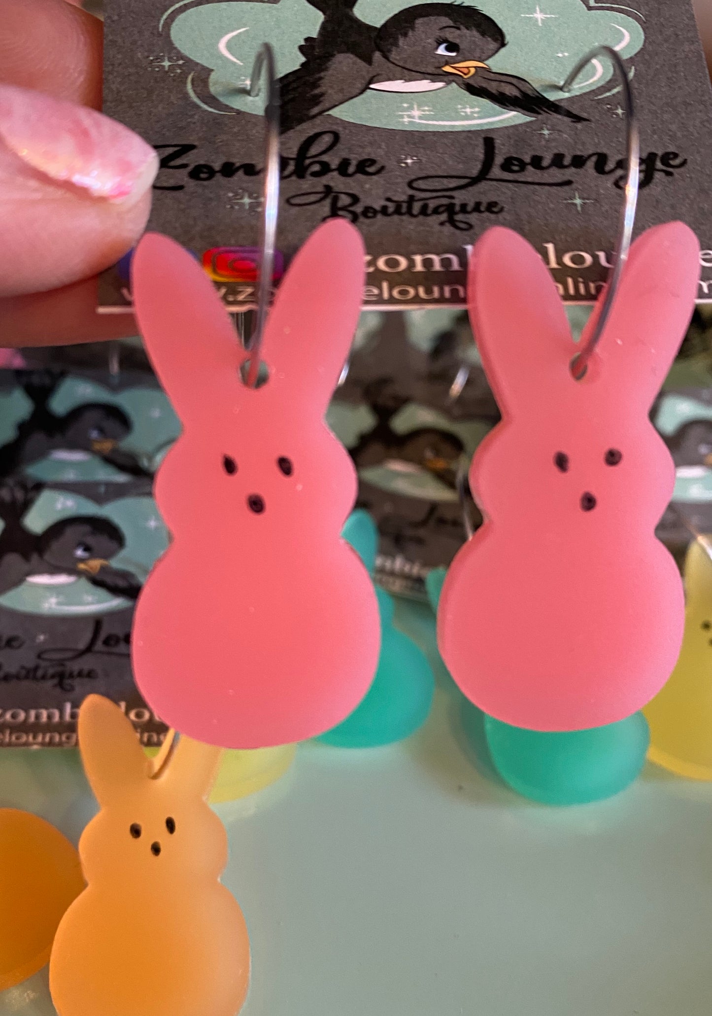 Peeps Bunny Hanging Earrings