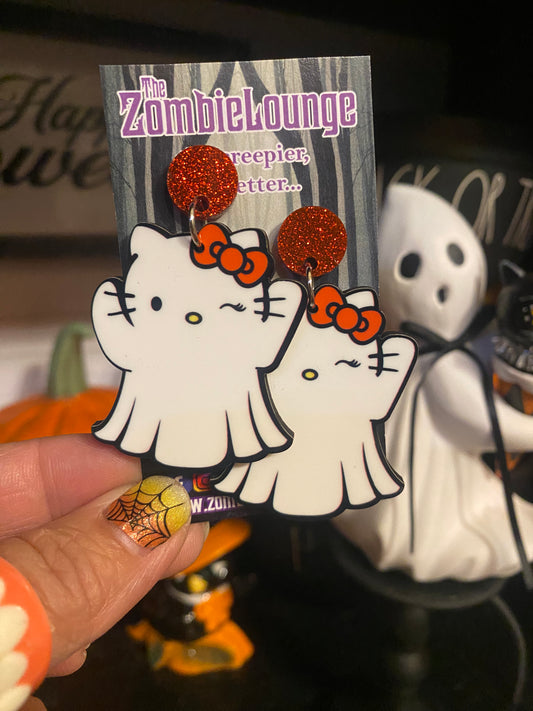 Halloween Ghost Kitty Earrings