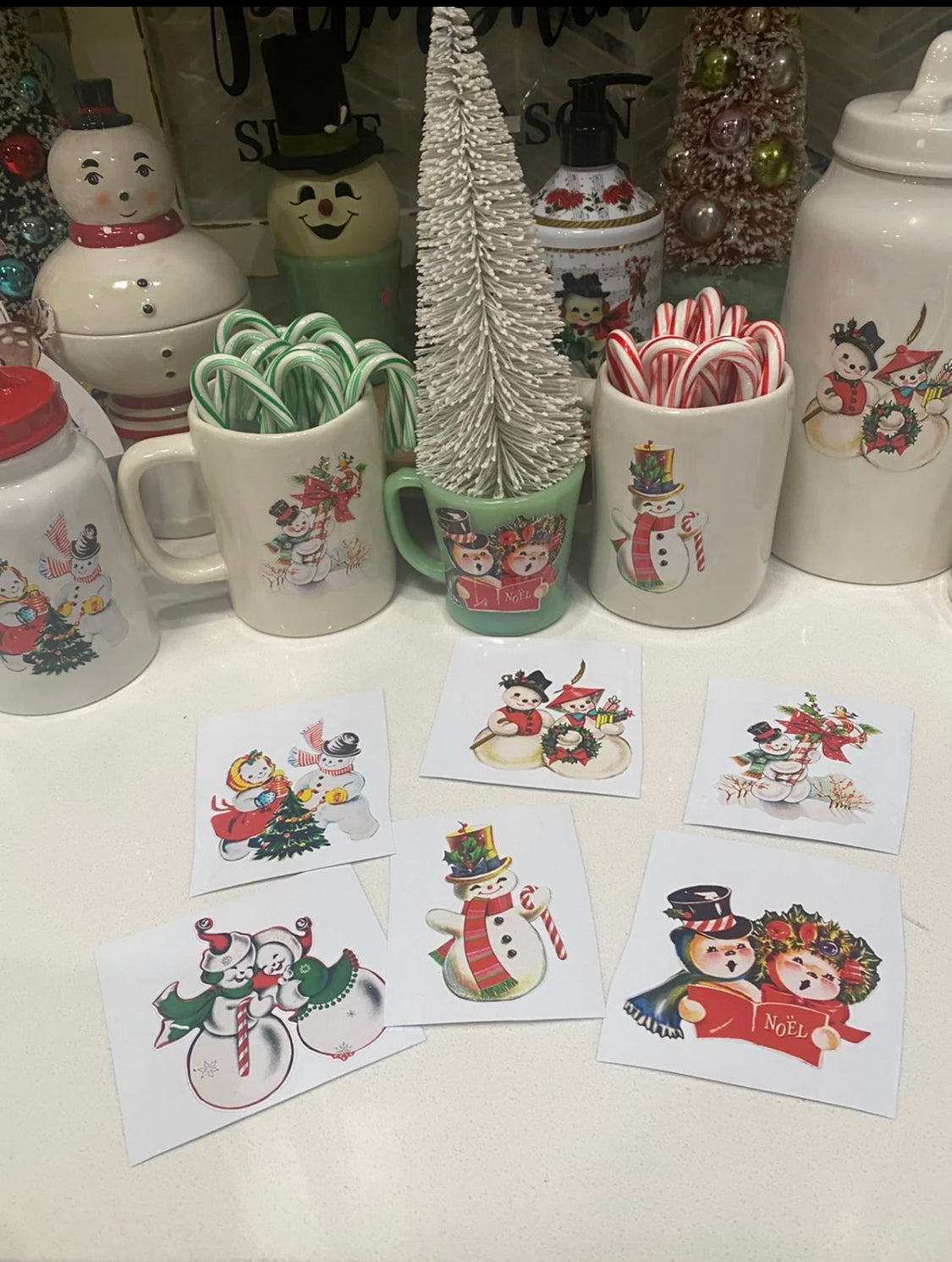 Vintage Snowman Christmas Decals