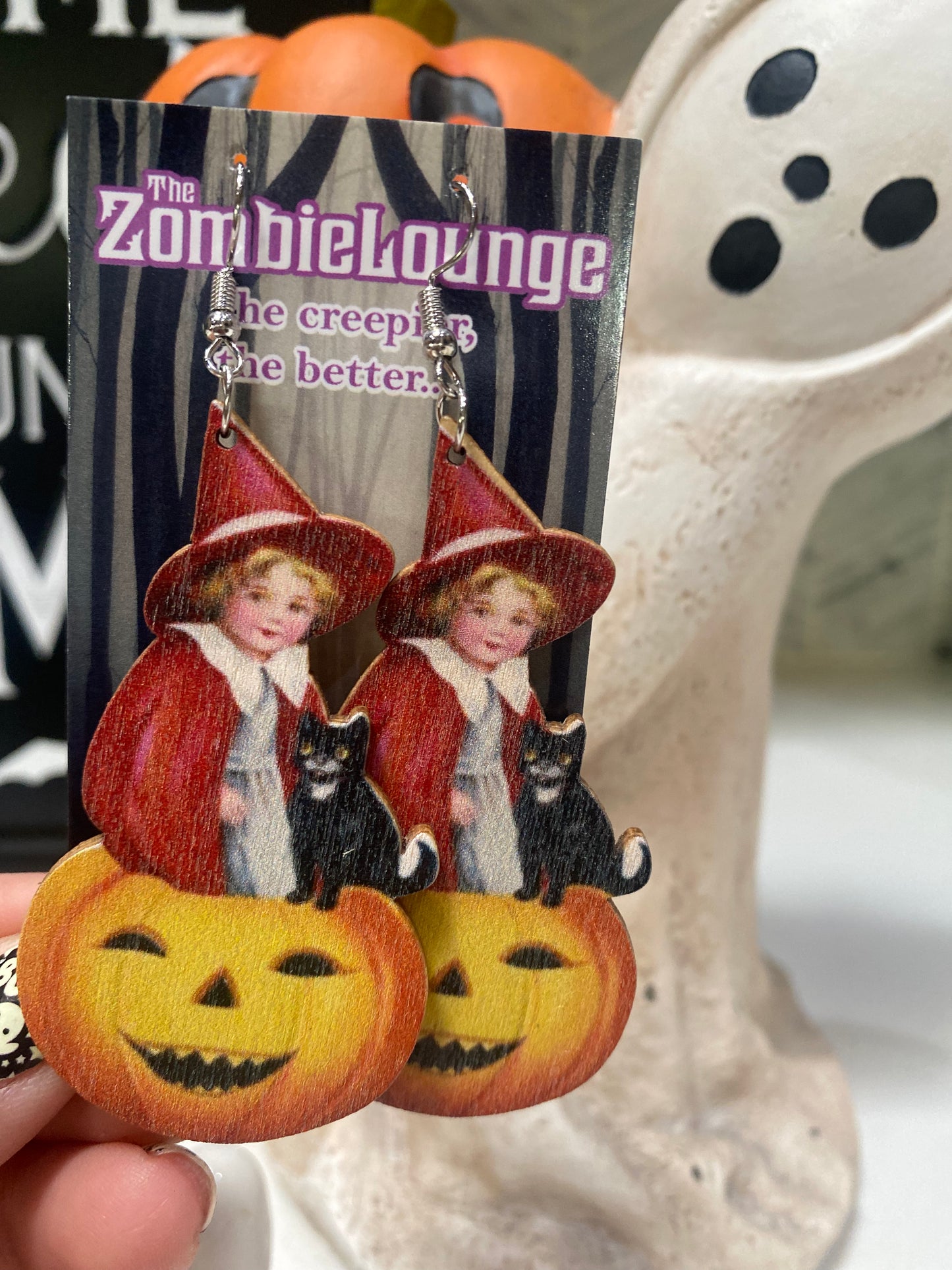 Vintage Halloween Witch Girl Earrings