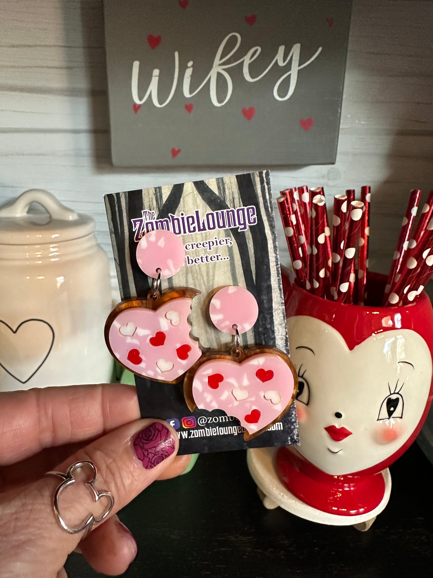 Valentines Heart Cookie Earrings